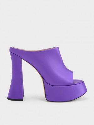 Charles And Keith Delphine Recycled Polyester Platform Mules Purple | PHILIPPINES W764