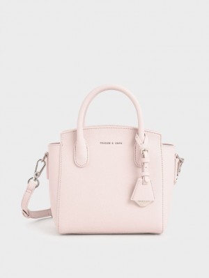 Charles And Keith Double Handle Trapeze Tote Bags Light Pink | PHILIPPINES P945