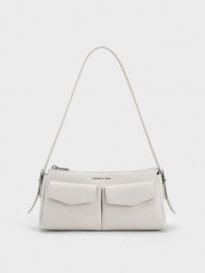 Charles And Keith Double Pouch Shoulder Bags White | PHILIPPINES G491