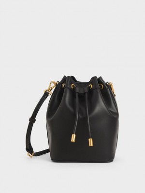 Charles And Keith Drawstring Bucket Bags Black | PHILIPPINES H720