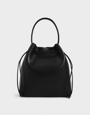 Charles And Keith Drawstring Hobo Bag Black | PHILIPPINES D912