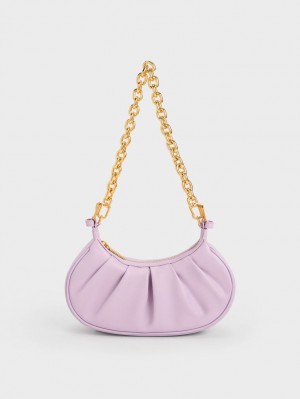 Charles And Keith Duo Ruched Shoulder Bags Purple | PHILIPPINES D854