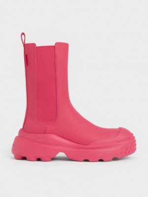 Charles And Keith Elba Round-Toe Chelsea Boots Pink | PHILIPPINES P347