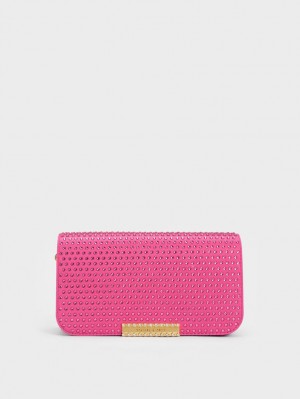 Charles And Keith Embellished Chain Strap Shoulder Bags Fuchsia | PHILIPPINES V758