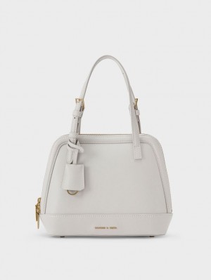 Charles And Keith Enola Double Handle Structured Shoulder Bags Light Grey | PHILIPPINES I723