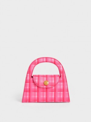 Charles And Keith Este Printed Trapeze Crossbody Bags Fuchsia | PHILIPPINES U368