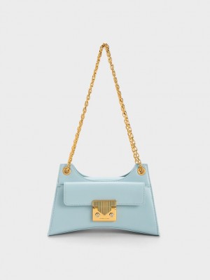 Charles And Keith Eudora Sculptural Shoulder Bags Blue | PHILIPPINES Q273