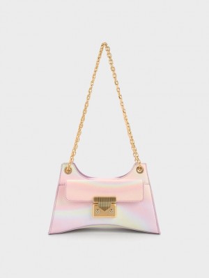 Charles And Keith Eudora Swirl-Print Sculptural Shoulder Bags Pink | PHILIPPINES K129