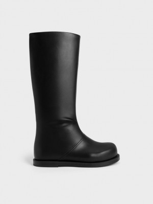 Charles And Keith Faux Leather Knee-high Boots Black | PHILIPPINES U204