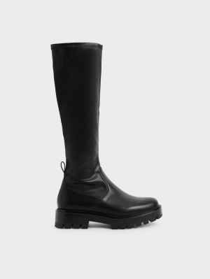 Charles And Keith Faux Leather Knee-high Boots Black | PHILIPPINES T394