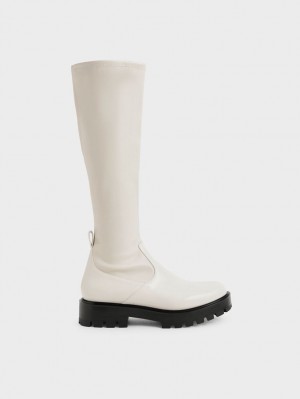 Charles And Keith Faux Leather Knee-high Boots White | PHILIPPINES B805