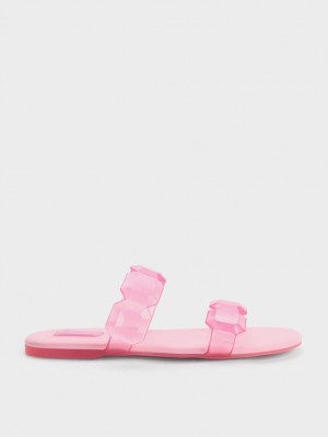 Charles And Keith Fia Gem-Strap Slide Sandals Light Pink | PHILIPPINES Q415