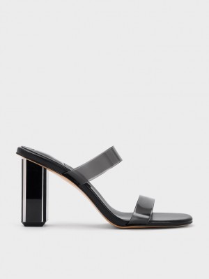 Charles And Keith Fia Geometric Heel Mules Black | PHILIPPINES J378