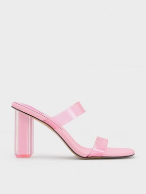 Charles And Keith Fia Geometric Heel Mules Light Pink | PHILIPPINES H941