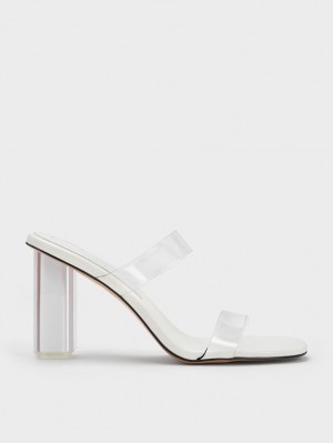 Charles And Keith Fia Geometric Heel Mules White | PHILIPPINES M281