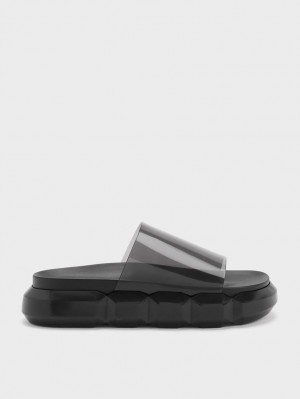 Charles And Keith Fia See-Through Slide Sandals Black | PHILIPPINES N347