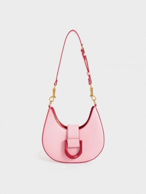 Charles And Keith Gabine Belted Hobo Bag Pink | PHILIPPINES I823