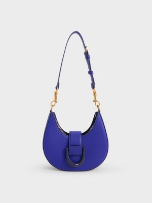 Charles And Keith Gabine Belted Hobo Bag Blue | PHILIPPINES J726