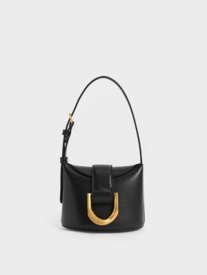 Charles And Keith Gabine Bucket Bags Black | PHILIPPINES D961