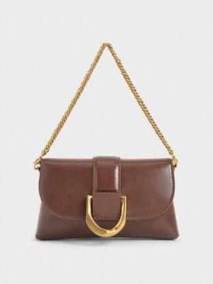 Charles And Keith Gabine Crossbody Bags Dark Brown | PHILIPPINES P964