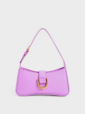 Charles And Keith Gabine Curved Shoulder Bags Purple | PHILIPPINES Y423