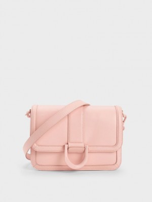 Charles And Keith Gabine Leather Crossbody Bags Pink | PHILIPPINES I701