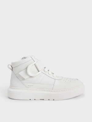 Charles And Keith Gabine Leather High-Top Sneakers White | PHILIPPINES Y231