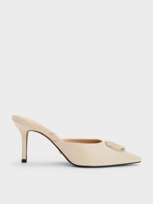 Charles And Keith Gabine Leather Mules Beige | PHILIPPINES H958