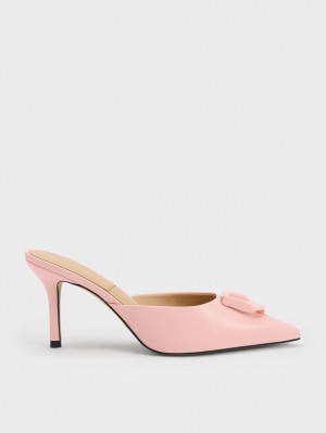 Charles And Keith Gabine Leather Mules Pink | PHILIPPINES W269