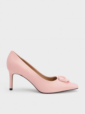 Charles And Keith Gabine Leather Tapered Pumps Pink | PHILIPPINES C480