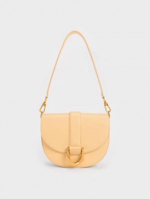 Charles And Keith Gabine Saddle Bags Beige | PHILIPPINES O196