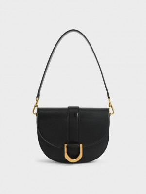 Charles And Keith Gabine Saddle Bags Black | PHILIPPINES F826