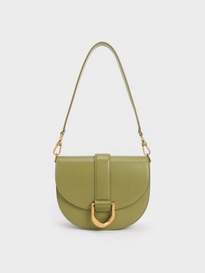 Charles And Keith Gabine Saddle Bags Olive | PHILIPPINES L681