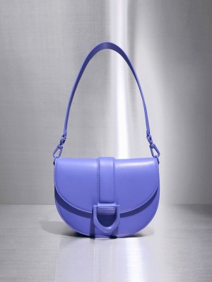 Charles And Keith Gabine Saddle Bags Purple | PHILIPPINES D146