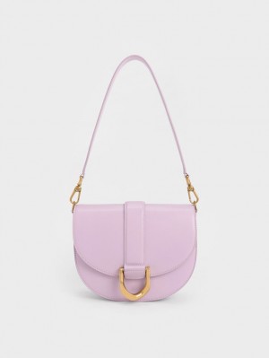 Charles And Keith Gabine Saddle Bags Purple | PHILIPPINES M980