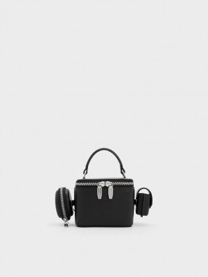 Charles And Keith Gaia Boxy Top Handbag Black | PHILIPPINES L039