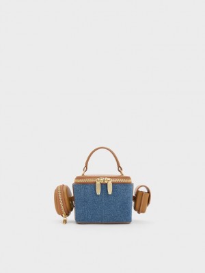 Charles And Keith Gaia Denim Boxy Top Handbag Blue | PHILIPPINES K870