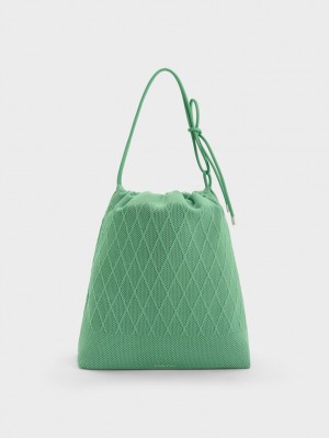 Charles And Keith Genoa Bow-Tie Knitted Tote Bags Green | PHILIPPINES I149