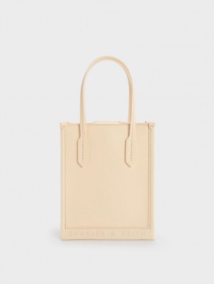 Charles And Keith Geometric Tote Bags Beige | PHILIPPINES I840