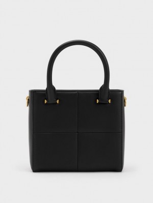 Charles And Keith Georgette Square Tote Bags Black | PHILIPPINES G903