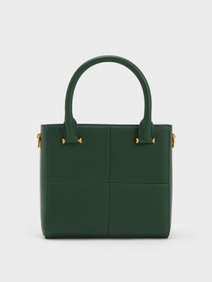 Charles And Keith Georgette Square Tote Bags Dark Green | PHILIPPINES Q652