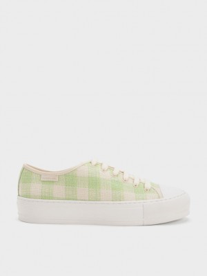 Charles And Keith Gingham Sneakers Green | PHILIPPINES F618