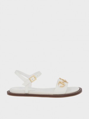 Charles And Keith Horsebit Back Strap Sandals White | PHILIPPINES U719