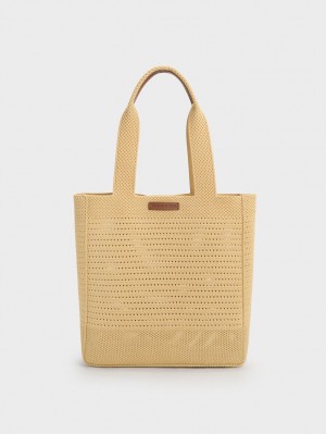 Charles And Keith Ida Knitted Tote Bags Beige | PHILIPPINES D618