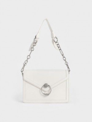 Charles And Keith Joelle Envelope Shoulder Bags White | PHILIPPINES R948