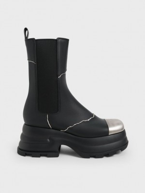 Charles And Keith Jules Leather Chelsea Boots Black | PHILIPPINES A184