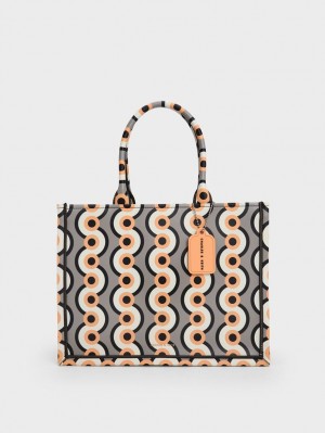 Charles And Keith Jump Print Tote Bags Multicolor | PHILIPPINES P973