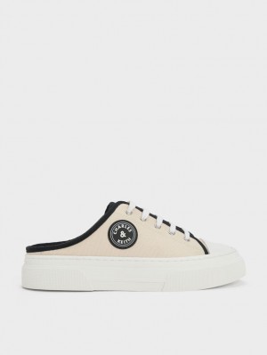 Charles And Keith Kay Canvas Slip On Sneakers Beige | PHILIPPINES P849