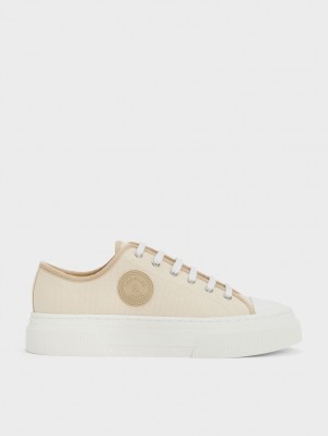 Charles And Keith Kay Canvas Sneakers Beige | PHILIPPINES T423