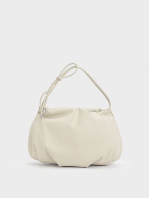 Charles And Keith Knotted Handle Hobo Bag White | PHILIPPINES T352